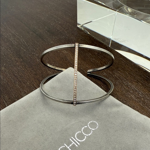 Zoe Chicco Oxidized Silver, Rose Gold, Diamond Cuff Bracelet - Picture 6 of 7